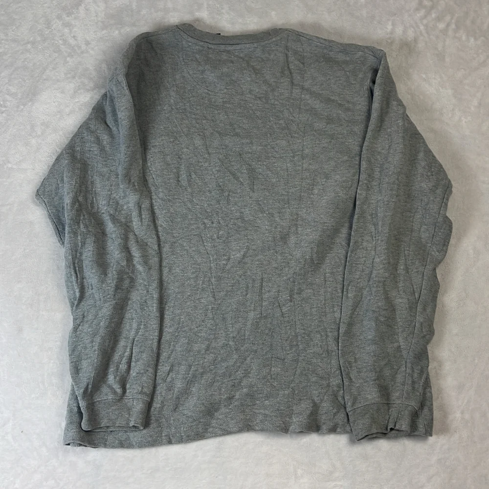 Cherokee Men's Sweater Gray Size L Cotton Striped Ribbed Knit Crew Neck Pullover